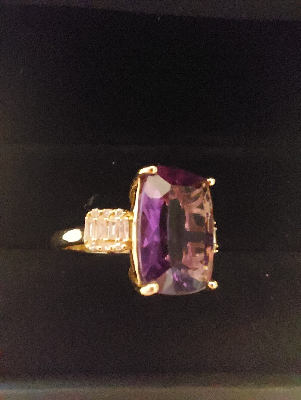 Effy 14kt Amethyst Ring With Genuine Diamonds Yellow Gold - Picture 6 of 16
